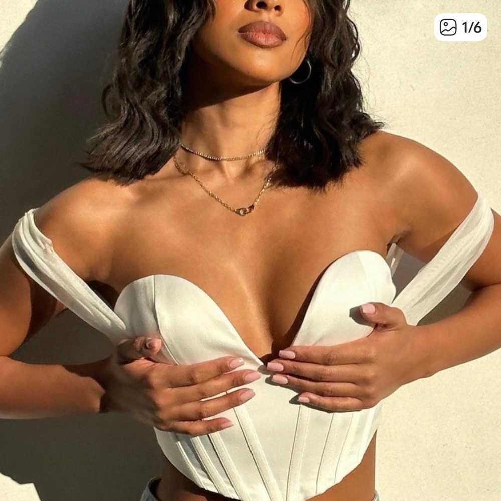 Leau Satin Siren White Corset Top